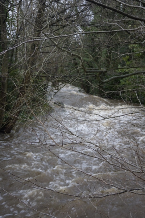 Silsden beck from the footbridge into the park