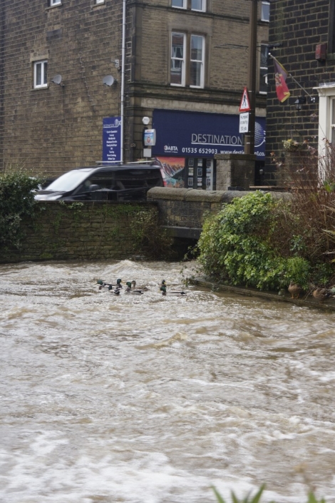 Silsden beck in flood