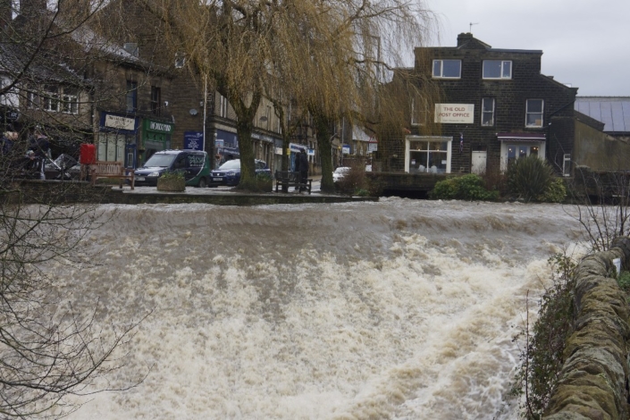 Silsden beck in flood