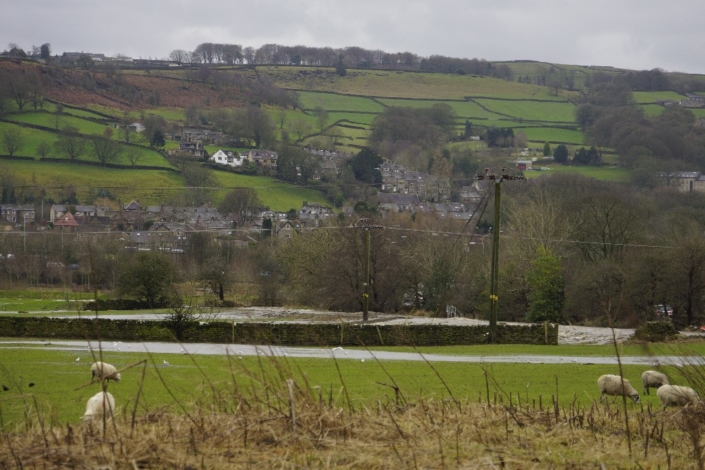 Silsden beck overflowing into the fields